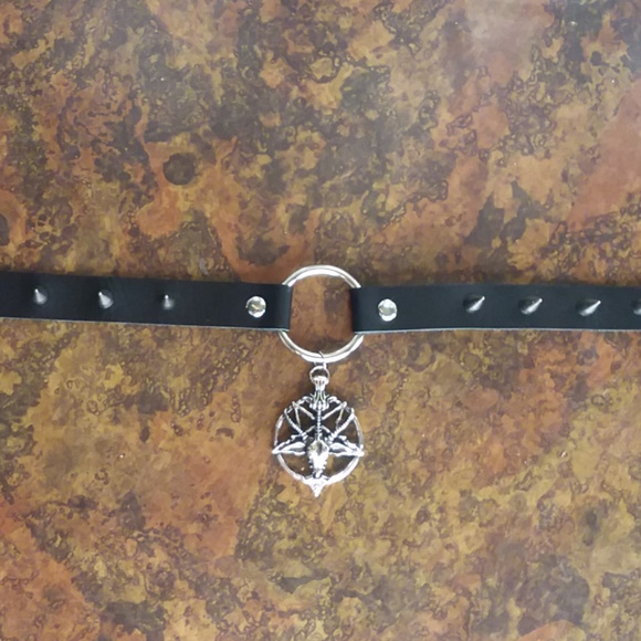 Separated&Struggling Jewelry - Spiked O Ring Choker With Baphomet Pendant